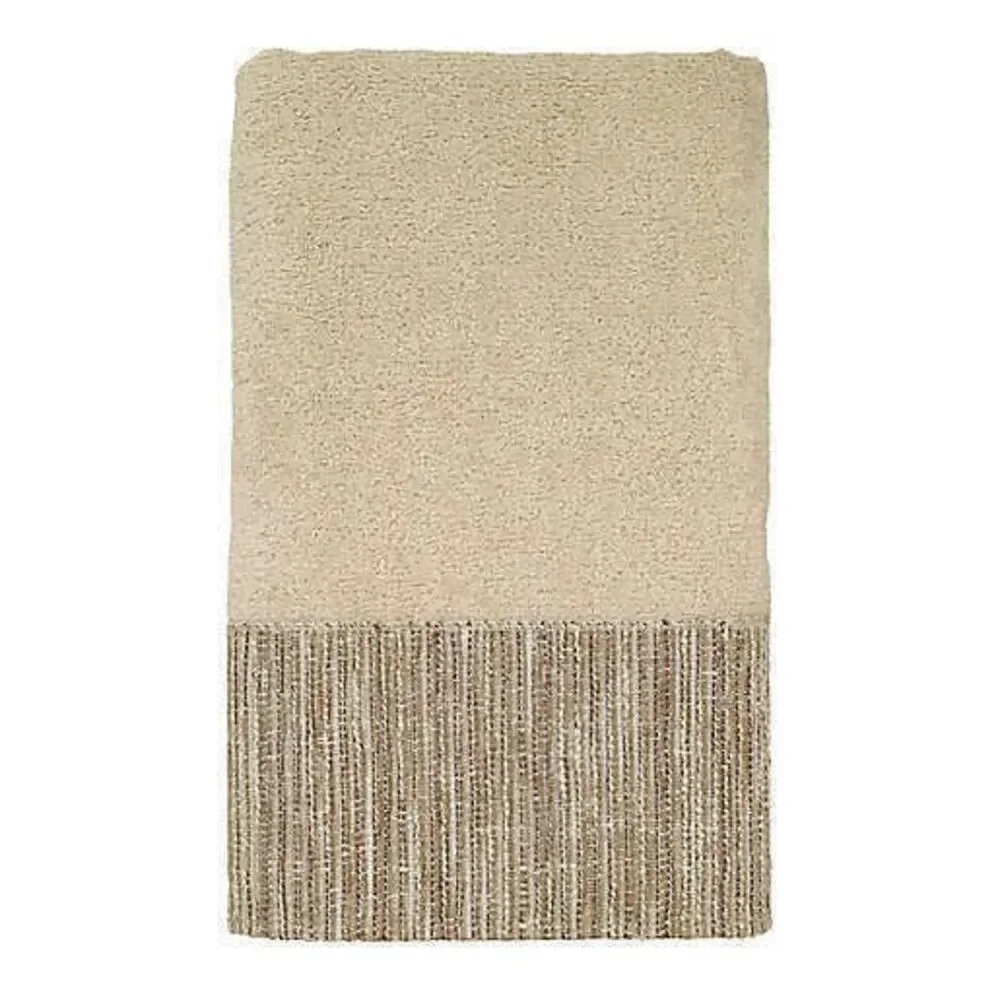 Avanti Brentwood Hand Towels Bathroom Beige Jacquard Border 30x16